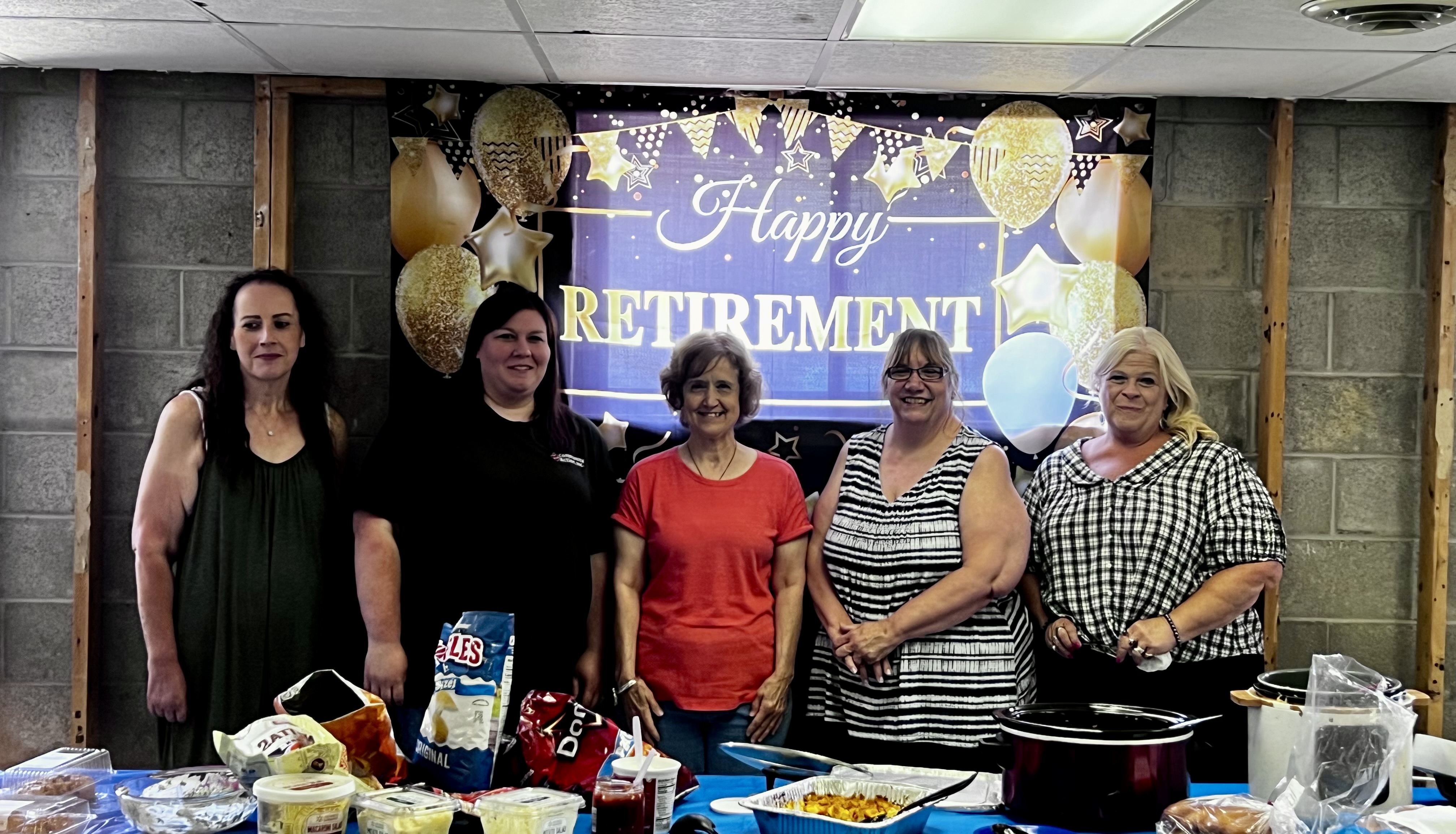 Holly, Tina, Carolyn, Suella, and Lisa enjoying one last lunch break get together.